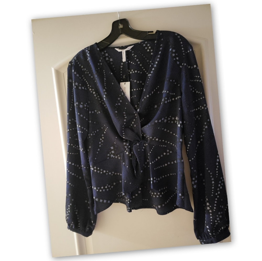BCBGeneration Women Blue Long Sleeve Blouse Size M